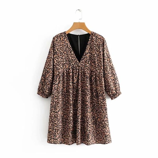 vintage leopard print v neck women dress casual three quarter sleeve mini dresses stylish loose streetwear femme vestidos d2175 210430, Black;gray
vintage leopard print v neck women dress casual three quarter sleeve mini dresses stylish loose streetwear femme vestidos d2175 210430, Black;gray