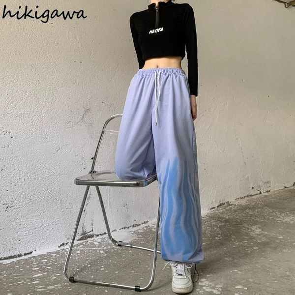women's pants & capris hikigawa streetwear women harajuku casual wide leg korean chic tie-dye trousers high waist straight loose pantal, Black;white 
women's pants & capris hikigawa streetwear women harajuku casual wide leg korean chic tie-dye trousers high waist straight loose pantal, Black;white