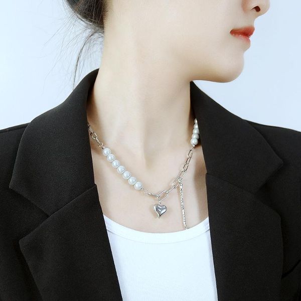 chains jialy 316l stainless steel european heart pendant cz chain necklace artificial pearl charm for women fashion jewelry, Silver
chains jialy 316l stainless steel european heart pendant cz chain necklace artificial pearl charm for women fashion jewelry, Silver