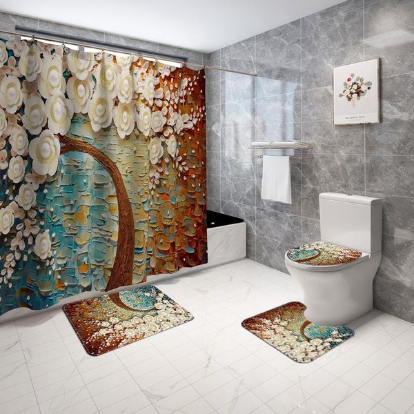 floral printed carpet mat for bathroom and shower curtain 4pcs toilet seat cover rug anti slip rugs quick dry bath mats
floral printed carpet mat for bathroom and shower curtain 4pcs toilet seat cover rug anti slip rugs quick dry bath mats