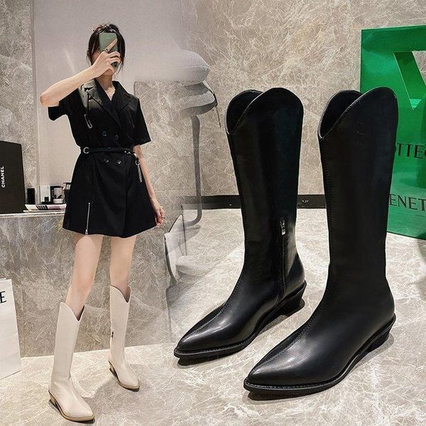 boots arrival genuine leather knee high pointed women luxury height increasing thicken long woman botas mujer, Black
boots arrival genuine leather knee high pointed women luxury height increasing thicken long woman botas mujer, Black