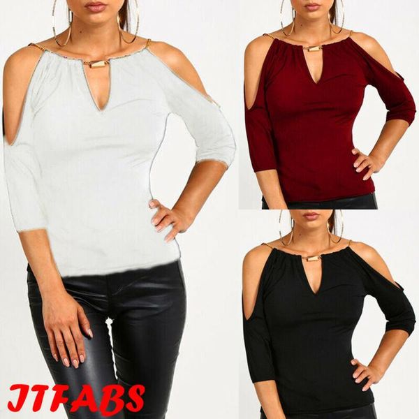 women's t-shirt 2021 loose 3\4 sleeve casual ladiesfashion summer cool shoulder solid color tee tshirts, White
women's t-shirt 2021 loose 3\4 sleeve casual ladiesfashion summer cool shoulder solid color tee tshirts, White