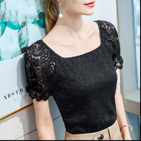 spring summer style lace womens blouses hollow out square collar flare sleeve elegant dd8632, White
spring summer style lace womens blouses hollow out square collar flare sleeve elegant dd8632, White