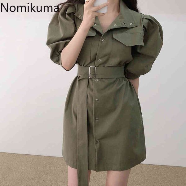 nomikuma fashion elegant woman dress puff sleeve turn-down collar dresses korean belt slim waist single breasted vestidos 6h189 210427, Black;gray
nomikuma fashion elegant woman dress puff sleeve turn-down collar dresses korean belt slim waist single breasted vestidos 6h189 210427, Black;gray