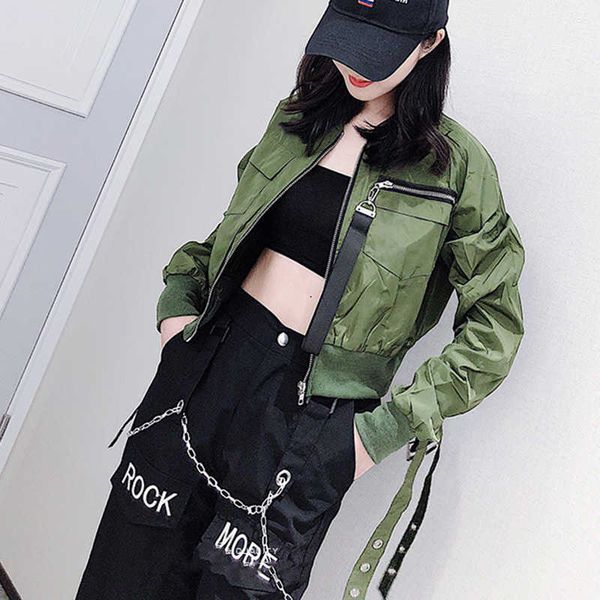 european streetwear coat female autumn motorcycle jacket casual bomber army black zipper women's 210531, Black;brown
european streetwear coat female autumn motorcycle jacket casual bomber army black zipper women's 210531, Black;brown