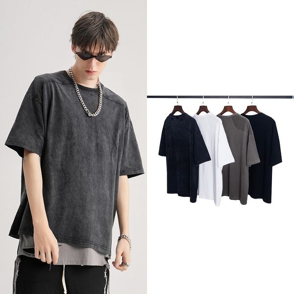 high street kanye bieber same three-dimensional patch to make old wash and polish short sleeve t-shirt for men and women, White;black
high street kanye bieber same three-dimensional patch to make old wash and polish short sleeve t-shirt for men and women, White;black