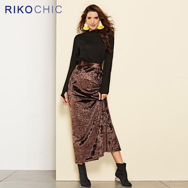 skirts rikochic 2021 autumn winter metallic brown color long skirt women velvet high waist split ol office ladies c388, Black
skirts rikochic 2021 autumn winter metallic brown color long skirt women velvet high waist split ol office ladies c388, Black
