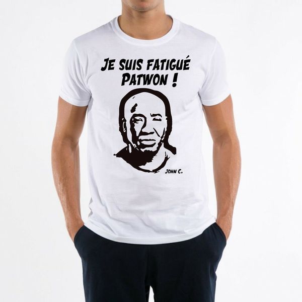 mens t-shirt i am tired patwon, White;black 
mens t-shirt i am tired patwon, White;black