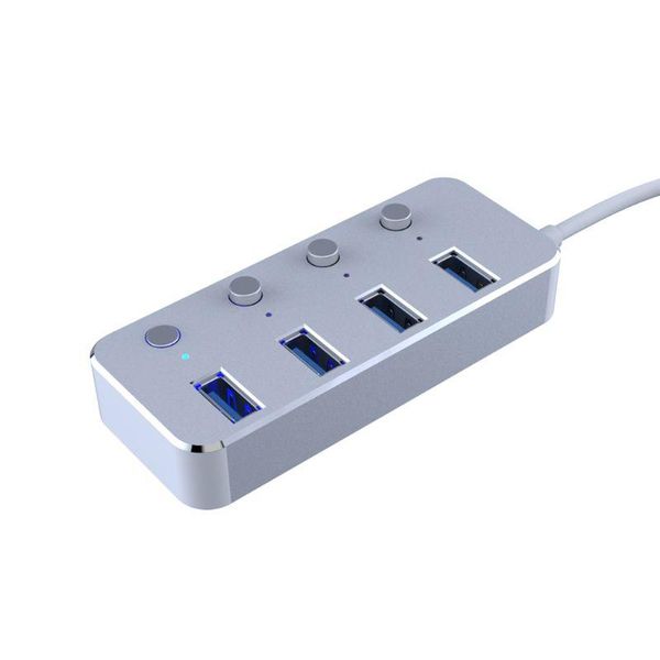 aluminum 4port usb 3.0 hub high speed splitter with individual on/off switch hubs 
aluminum 4port usb 3.0 hub high speed splitter with individual on/off switch hubs