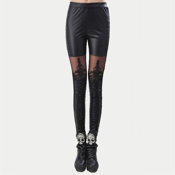 women's leggings women pants pu leather black gothic lace embroidery patchwork slim bundled hollow pencil stretchy trouser clubwear
women's leggings women pants pu leather black gothic lace embroidery patchwork slim bundled hollow pencil stretchy trouser clubwear