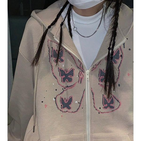 women's hoodies & sweatshirts 2021 zip hooded sweatshirt waffle winter jacket oversized hoodie butterfly retro pocket woman clothes lon, Black
women's hoodies & sweatshirts 2021 zip hooded sweatshirt waffle winter jacket oversized hoodie butterfly retro pocket woman clothes lon, Black