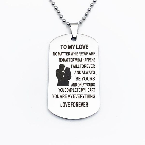 pendant necklaces fashion couple jewelry stainless dog tag necklace to my love no matter where for wife husband boyfriend valentine gift, Silver
pendant necklaces fashion couple jewelry stainless dog tag necklace to my love no matter where for wife husband boyfriend valentine gift, Silver