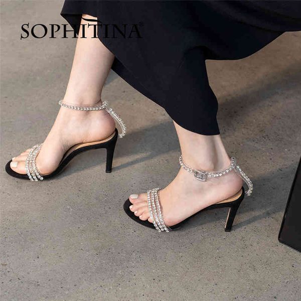 sophitina women shoes sandals summer high thin heels dressing modern bling stylish transparent ankle buckle fo375 210513, Black
sophitina women shoes sandals summer high thin heels dressing modern bling stylish transparent ankle buckle fo375 210513, Black