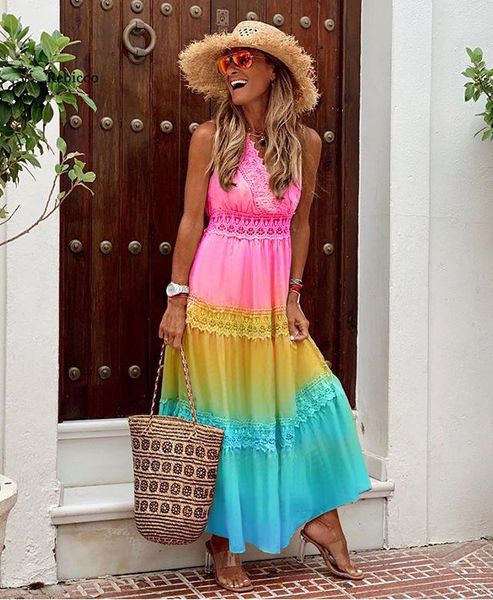 casual dresses plus size dress for women summer chiffon lace rainbow color embroidery beach maxi, Black;gray
casual dresses plus size dress for women summer chiffon lace rainbow color embroidery beach maxi, Black;gray