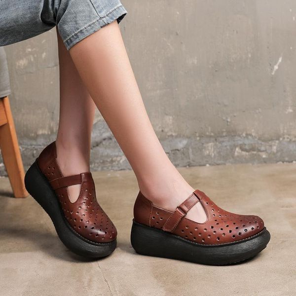 dress shoes 509-21 retro art hollow punch thick bottom slope cowhide leather sandals women summer, Black
dress shoes 509-21 retro art hollow punch thick bottom slope cowhide leather sandals women summer, Black