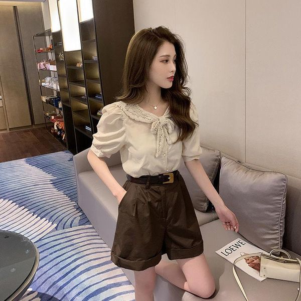 women's tracksuits 2021 women spring summer casual sweet suit female bow short sleeve shirt sashes wide leg shorts 2 pieceset lady eleg, Gray
women's tracksuits 2021 women spring summer casual sweet suit female bow short sleeve shirt sashes wide leg shorts 2 pieceset lady eleg, Gray