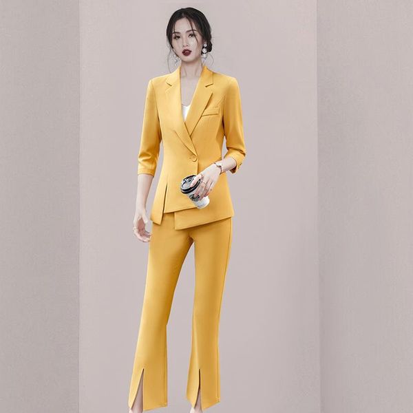 women's two piece pants arrival blazer set suits 2 pieces jacket & trouser office lady work wear women, White
women's two piece pants arrival blazer set suits 2 pieces jacket & trouser office lady work wear women, White