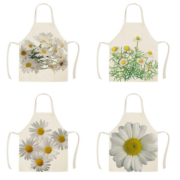 aprons beautiful chamomile apron children kitchen linen printing household cleaning cooking antifouling