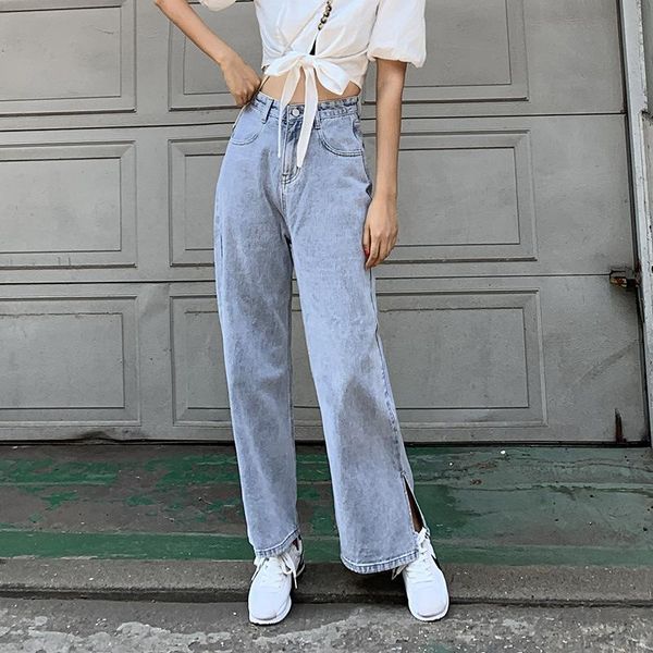 women's jeans women solid vintage high waist wide leg denim trousers simple students split up loose fashion harajuku womens chic casual, Blue
women's jeans women solid vintage high waist wide leg denim trousers simple students split up loose fashion harajuku womens chic casual, Blue