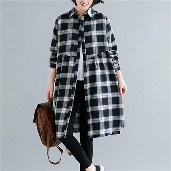 autumn fashion style ladies literary cotton and linen loose casual slimming lapel long-sleeved plaid shirt trendy women's blouses & shi, White
autumn fashion style ladies literary cotton and linen loose casual slimming lapel long-sleeved plaid shirt trendy women's blouses & shi, White