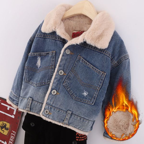 baby boys thick denim jacket turndown collar hole pocket decoration teddy cashmere lining boys autumn and winter clothes, Blue;gray
baby boys thick denim jacket turndown collar hole pocket decoration teddy cashmere lining boys autumn and winter clothes, Blue;gray