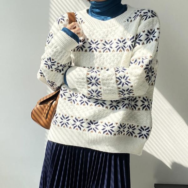 women's sweaters 2021 retro pattern korean fashion casual all-match knitted sweater winter loose blue thick y004, White;black
women's sweaters 2021 retro pattern korean fashion casual all-match knitted sweater winter loose blue thick y004, White;black