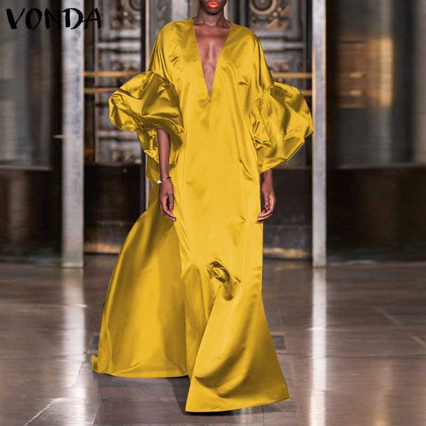 vonda 2021 women summer lantern sleeve dress bohemian vestidos loose solid v neck beach sundress satin robe s- p0809, Black;gray
vonda 2021 women summer lantern sleeve dress bohemian vestidos loose solid v neck beach sundress satin robe s- p0809, Black;gray