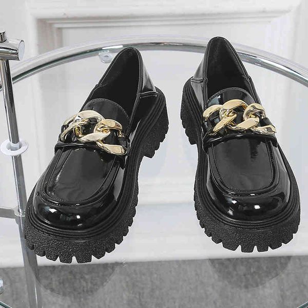 dress shoes chunky loafers women patent leather platform round toe metal chain slip on ladies flats handmade kawaii woman mhwj, Black
dress shoes chunky loafers women patent leather platform round toe metal chain slip on ladies flats handmade kawaii woman mhwj, Black