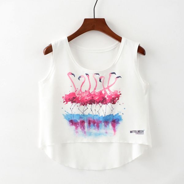camisoles fashion vest summer flamingo print front short back long women's open navel, Black;white
camisoles fashion vest summer flamingo print front short back long women's open navel, Black;white