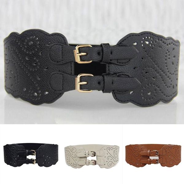 belts female leather corset belt vintage elastic wide waist adjustable double buckle for women dress stretch, Black;brown
belts female leather corset belt vintage elastic wide waist adjustable double buckle for women dress stretch, Black;brown
