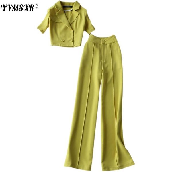 women's two piece pants 2021 summer fashion professional suit commuter short sleeve jacket elegant high waist wide leg 2-piece set, White
women's two piece pants 2021 summer fashion professional suit commuter short sleeve jacket elegant high waist wide leg 2-piece set, White