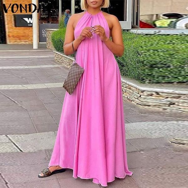 casual dresses summer maxi dress vonda women backless sleeveless pleated halter bohemian vestidos plus size elegant pink robe, Black;gray
casual dresses summer maxi dress vonda women backless sleeveless pleated halter bohemian vestidos plus size elegant pink robe, Black;gray