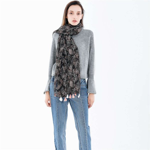 wrap fashionable autumn and winter monsoon dark leaf tassel thermal scarf shawl, Blue;gray
wrap fashionable autumn and winter monsoon dark leaf tassel thermal scarf shawl, Blue;gray