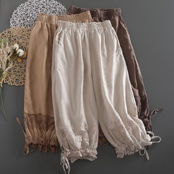women's pants & capris lace embroidery linen female loose elastic waist fresh cotton and trousers, Black;white
women's pants & capris lace embroidery linen female loose elastic waist fresh cotton and trousers, Black;white