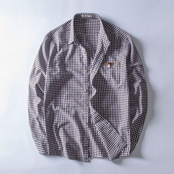 men's t-shirts spring autumn japanese simple long-sleeved men cotton and linen plaid shirt mens m-4xl shirts male chemise 0iet, White;black 
men's t-shirts spring autumn japanese simple long-sleeved men cotton and linen plaid shirt mens m-4xl shirts male chemise 0iet, White;black