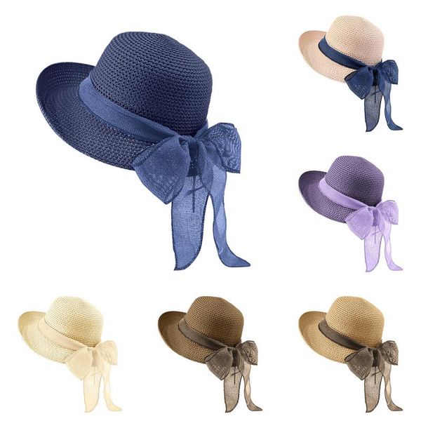 bow sun hats women's summer protection holiday beach hat chapeau femme ete elegant women solid color cap sombreros de mujer wide brim, Blue;gray
bow sun hats women's summer protection holiday beach hat chapeau femme ete elegant women solid color cap sombreros de mujer wide brim, Blue;gray