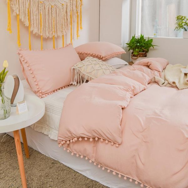 bedding sets baby pink duvet cover set pom poms shabby chic bed soft solid color linen home textile no comforter
bedding sets baby pink duvet cover set pom poms shabby chic bed soft solid color linen home textile no comforter
