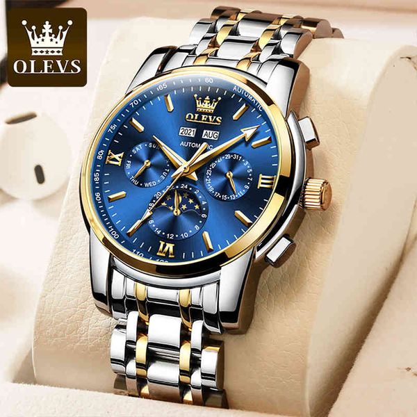 olevs 2021 new luxury automatic mechanical hd light-emitting moon phase 30m waterproof stainless steel tape watches reloj hombre 6633, Slivery;brown
olevs 2021 new luxury automatic mechanical hd light-emitting moon phase 30m waterproof stainless steel tape watches reloj hombre 6633, Slivery;brown