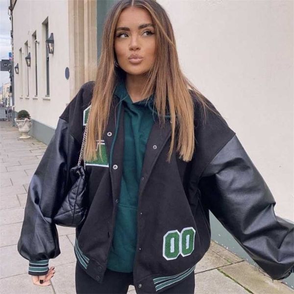 women's coats and jackets high street hip hop baseball uniform harajuku casual coat y2k loose stitching jacket women 211014, Black;brown
women's coats and jackets high street hip hop baseball uniform harajuku casual coat y2k loose stitching jacket women 211014, Black;brown