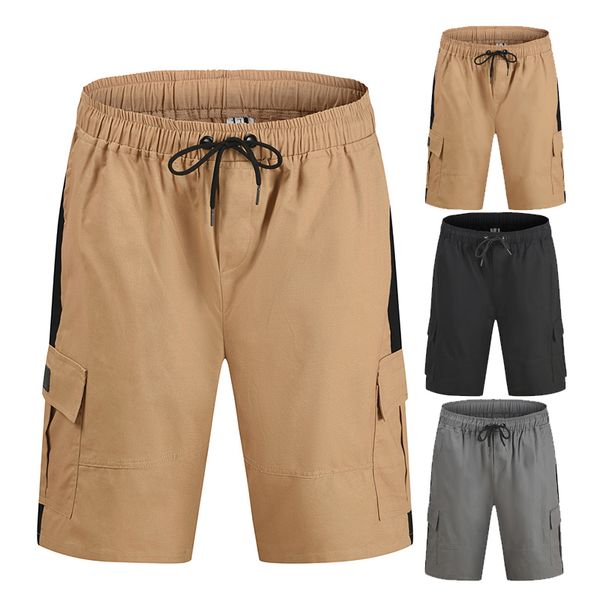 men's shorts summer youth trend stitching lanyard multi pocket overalls, White;black
men's shorts summer youth trend stitching lanyard multi pocket overalls, White;black