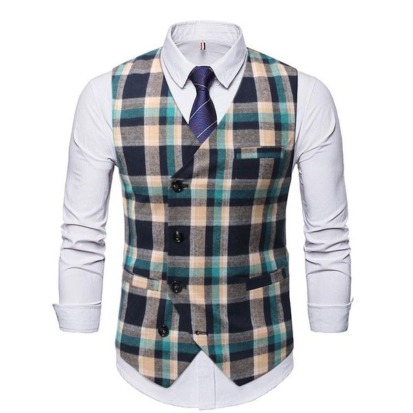 men's vests 2021 autumn winter fashion casual grid single-breasted slim hip hop man, Black;white
men's vests 2021 autumn winter fashion casual grid single-breasted slim hip hop man, Black;white