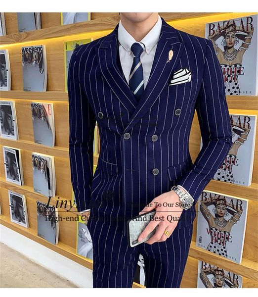 men's suits & blazers formal striped business suit double breasted 3 pieces set groom wedding blazer classic traje hombre jacket pants, White;black
men's suits & blazers formal striped business suit double breasted 3 pieces set groom wedding blazer classic traje hombre jacket pants, White;black