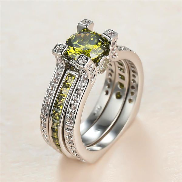 wedding rings vintage female olive green crystal ring dainty silver color big engagement for women charm round zircon set, Slivery;golden
wedding rings vintage female olive green crystal ring dainty silver color big engagement for women charm round zircon set, Slivery;golden