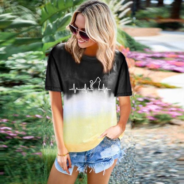 women's t-shirt kancoold women fashion round neck tie-dye gradient cat print short sleeve loose 2021 summer may2, White
women's t-shirt kancoold women fashion round neck tie-dye gradient cat print short sleeve loose 2021 summer may2, White