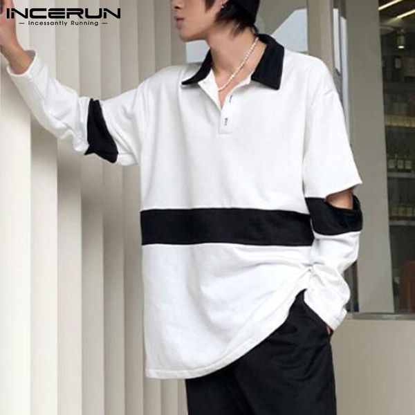 men's casual shirts men shirt lapel long sleeve loose patchwork korean clothing streetwear 2021 fashion camisa masculina incerun s-5xl, White;black
men's casual shirts men shirt lapel long sleeve loose patchwork korean clothing streetwear 2021 fashion camisa masculina incerun s-5xl, White;black