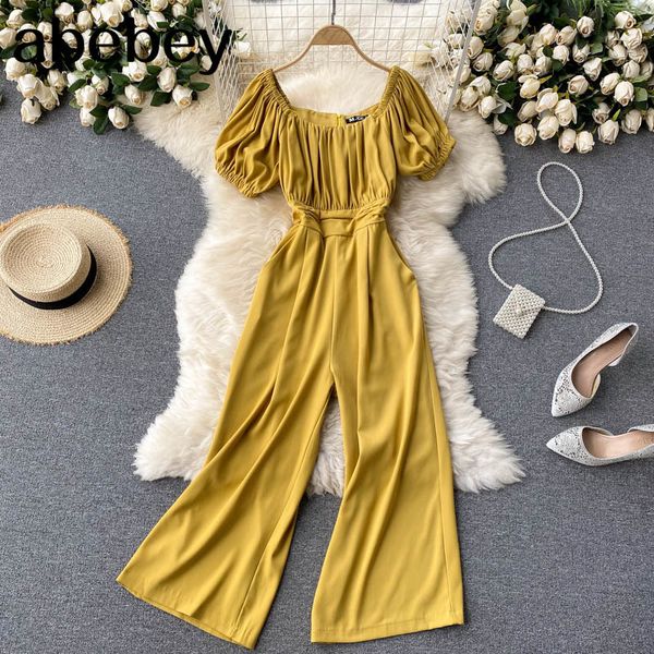 women solid rompers korean short sleeve square collar wide leg jumpsuits summer off shoulder vacation 210512, Black;white
women solid rompers korean short sleeve square collar wide leg jumpsuits summer off shoulder vacation 210512, Black;white