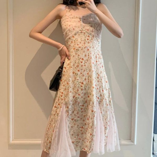 casual dresses fashion elegant 2021 summer floral mesh patchwork midi beach women sweet pearl spaghetti strap dress vintage vestido, Black;gray
casual dresses fashion elegant 2021 summer floral mesh patchwork midi beach women sweet pearl spaghetti strap dress vintage vestido, Black;gray