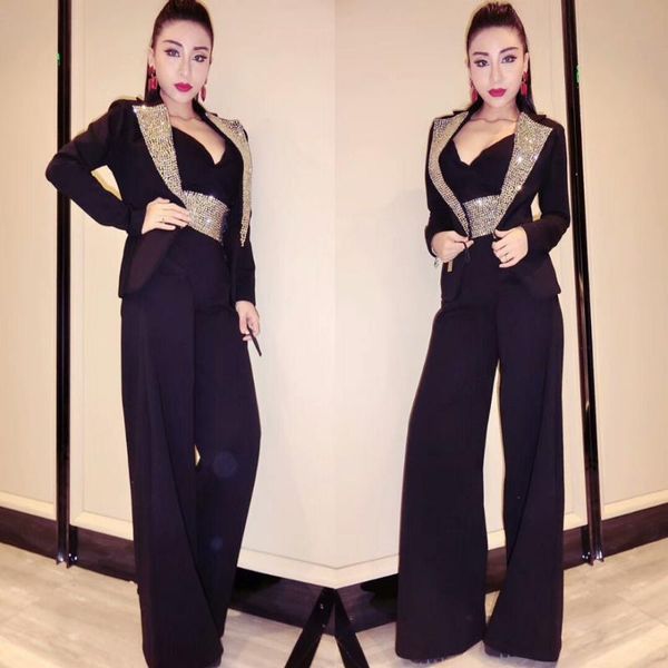 sparkly crystals stones jacket bra pants 3 piece outfits female formal suits lady singer host stage costumes bar clubs clothing women's, White
sparkly crystals stones jacket bra pants 3 piece outfits female formal suits lady singer host stage costumes bar clubs clothing women's, White