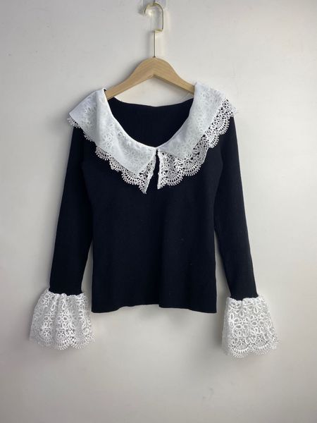 sweater autumn 2021 embroidered collar button stitching knitted 04vs, White;black
sweater autumn 2021 embroidered collar button stitching knitted 04vs, White;black