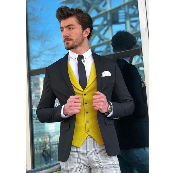 men's suits & blazers autumn luxury black blazer plaid pants slim fit groomsmen tuxedo for wedding business party male clothing, White;black
men's suits & blazers autumn luxury black blazer plaid pants slim fit groomsmen tuxedo for wedding business party male clothing, White;black